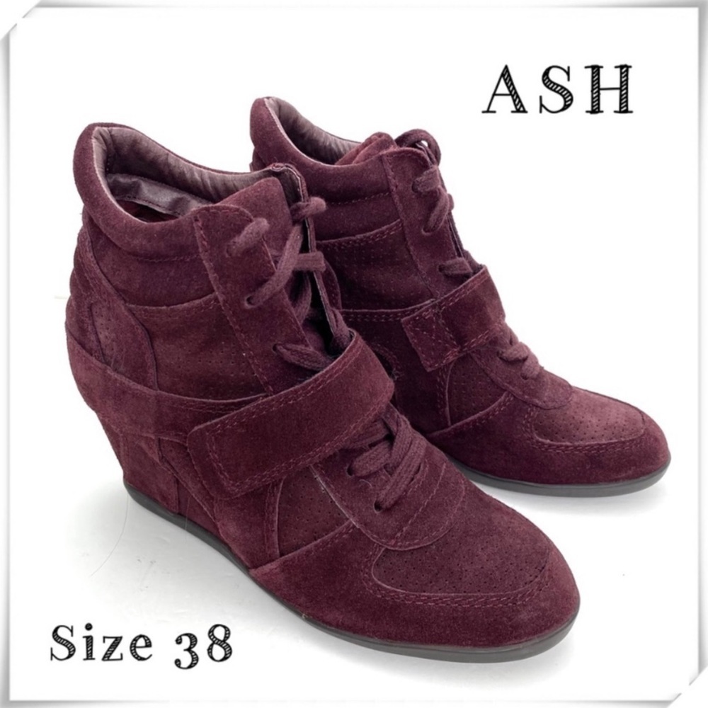 Ash Bowie Suede Wedge Sneaker In Burgundy Brand New without Tag Size 8/38